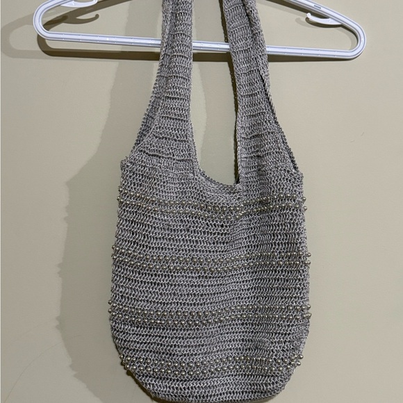 Elegant Silver Beaded Crocheted Women's Bag - Picture 2 of 9